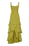 Andres Otalora Inoportuna Tiered Maxi Dress In Green