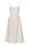 Andres Otalora Inspiras Eyelet Linen Midi Dress In White