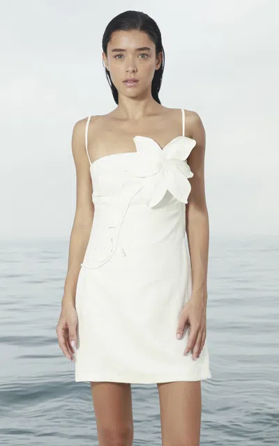 Andres Otalora Instante Eterno Embellished Linen Mini Dress In White