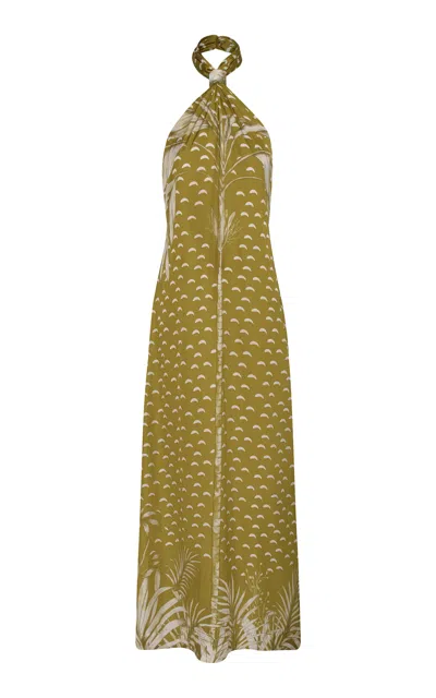 Andres Otalora Irresistible Printed Halterneck Maxi Dress In Green