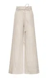 Andres Otalora Islas Griegas Linen Wide-leg Pants In Gray