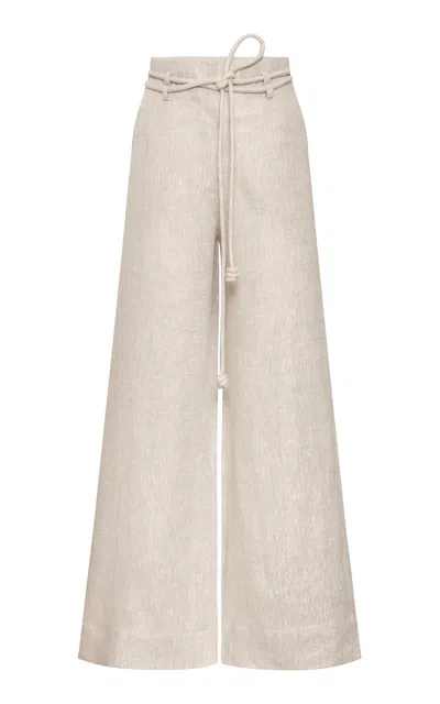 Andres Otalora Islas Griegas Linen Wide-leg Pants In Gray