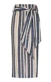 Andres Otalora Itaca Belted Linen Midi Skirt In Black