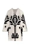Andres Otalora Rajasthan Printed Linen Maxi Dress In Black,white