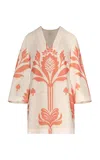 Andres Otalora Jaipur Printed Linen Mini Dress In Ivory