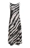 Andres Otalora Kala Printed Linen Maxi Dress In Black,white