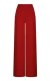 Andres Otalora Kali High-waisted Chiffon Wide-leg Pants In Red