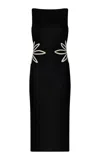 Andres Otalora Kamar Embroidered Linen Midi Dress In Black