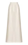 Andres Otalora Kushi High-waisted Linen Wide-leg Pants In Off-white