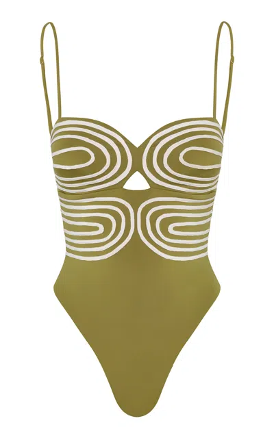 Andres Otalora La Bahia Embellished One-piece Swimsuit In Green