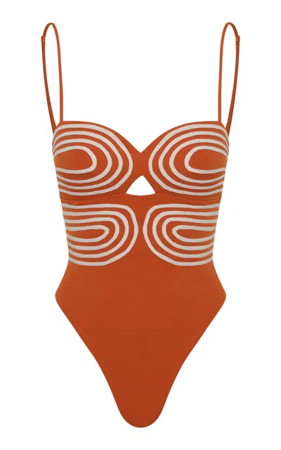 Andres Otalora La Bahia Embellished One-piece Swimsuit In Brown