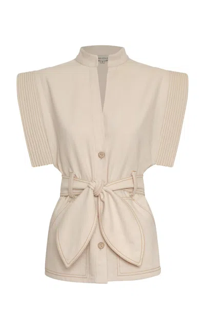 Andres Otalora La Costa Cotton-linen Vest With Belt In Brown