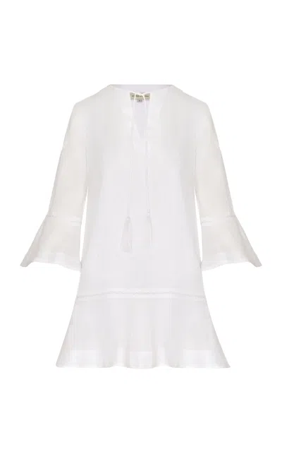 Andres Otalora La Nostalgia Flared Linen Mini Dress In Off-white