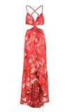 Andres Otalora La Sierpe Cutout Printed Crepe Maxi Dress In Animal Print