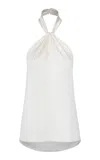 Andres Otalora La Villa Silk Halter Top In White