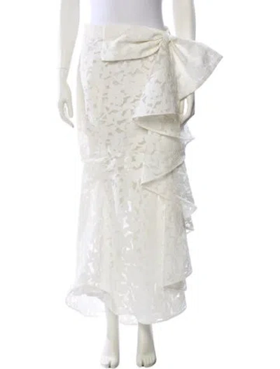 Pre-owned Andres Otalora Lace Pattern Long Skirt In White