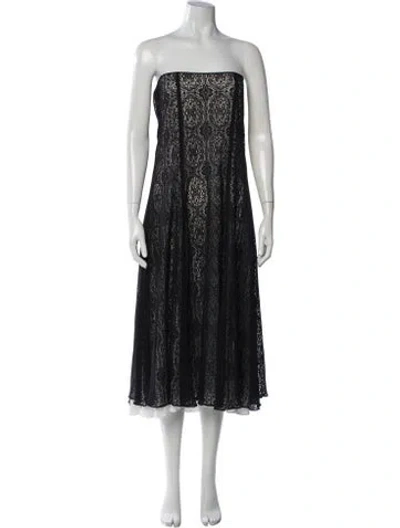 Pre-owned Andres Otalora Lace Pattern Midi Length Dress In Black