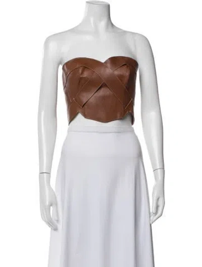 Pre-owned Andres Otalora Leather Strapless Crop Top W/ Tags In Multicolor