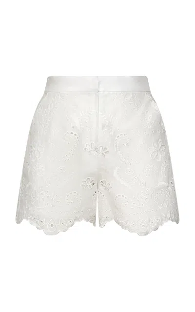 Andres Otalora Liaraa Eyelet Linen Shorts In White