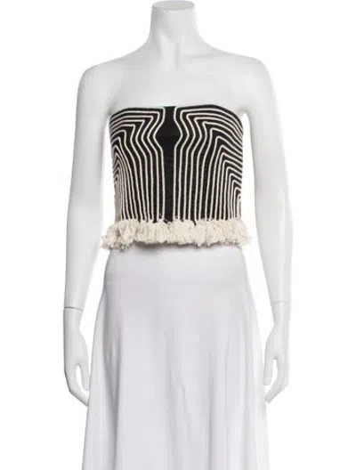 Pre-owned Andres Otalora Linen Graphic Print Crop Top In White
