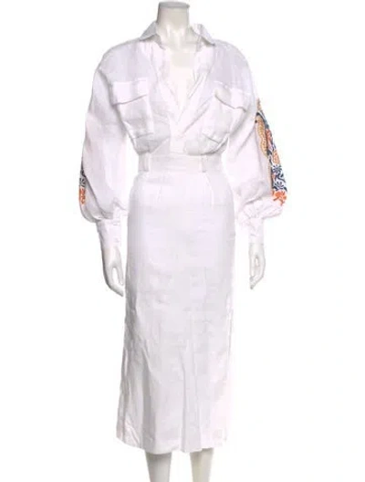 Pre-owned Andres Otalora Linen Long Dress In Multi