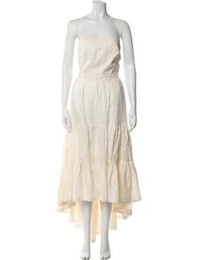 Pre-owned Andres Otalora Linen Long Dress In Neutral