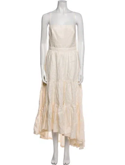 Pre-owned Andres Otalora Linen Long Dress In Neutral