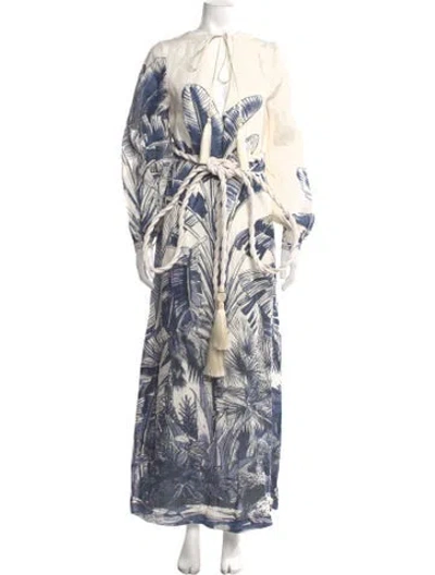 Pre-owned Andres Otalora Linen Long Dress In Neutral