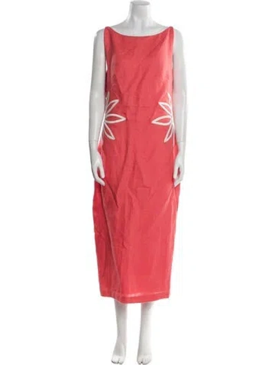 Pre-owned Andres Otalora Linen Long Dress In Pink