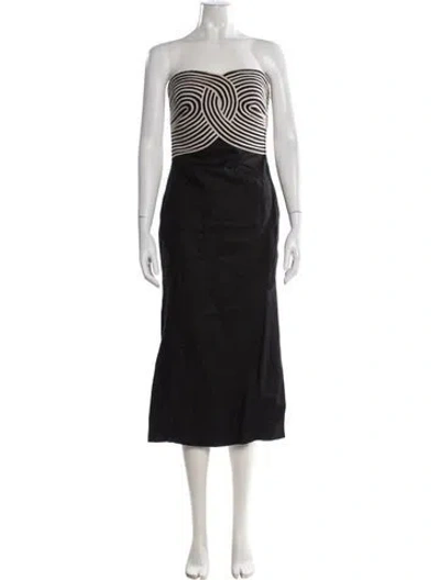 Pre-owned Andres Otalora Linen Midi Length Dress In Black