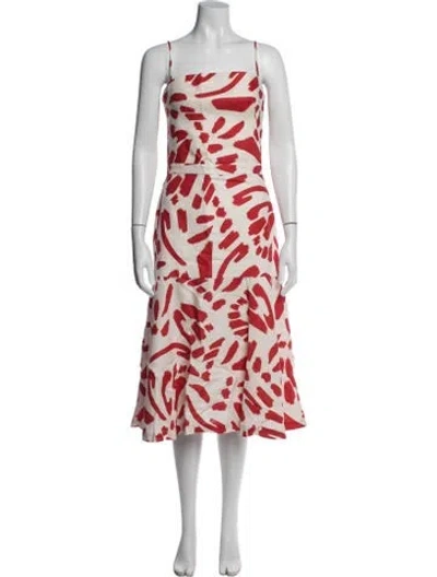 Pre-owned Andres Otalora Linen Midi Length Dress In Red