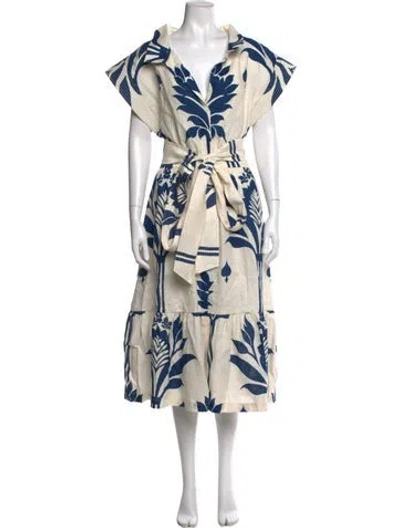 Pre-owned Andres Otalora Linen Midi Length Dress W/ Tags In Neutral
