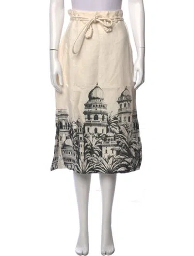 Pre-owned Andres Otalora Linen Midi Length Skirt In Neutral