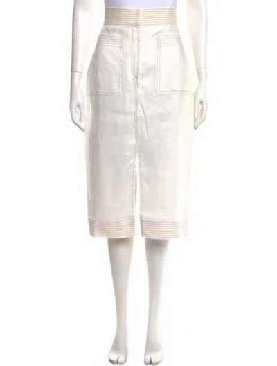 Pre-owned Andres Otalora Linen Midi Length Skirt W/ Tags In White