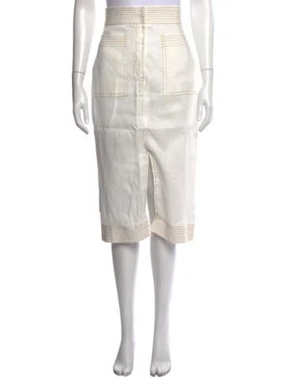 Pre-owned Andres Otalora Linen Midi Length Skirt W/ Tags In White
