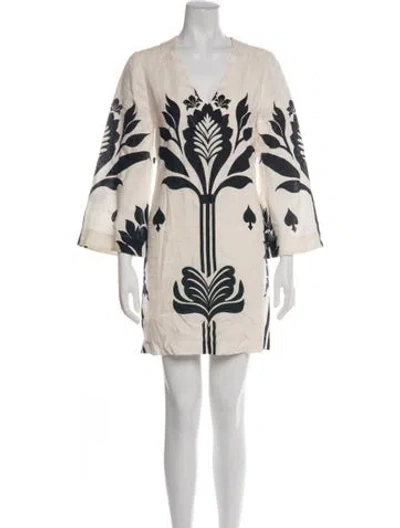 Pre-owned Andres Otalora Linen Mini Dress In Multicolor