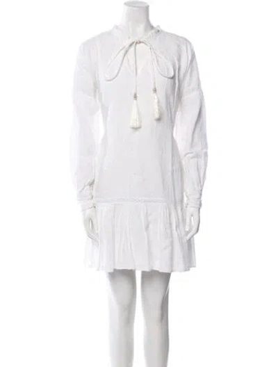 Pre-owned Andres Otalora Linen Mini Dress In White