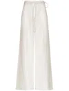 Andres Otalora Kushi High-waisted Linen Wide-leg Pants In White