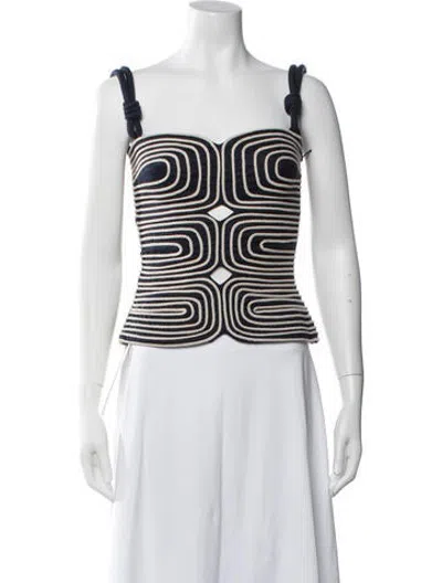 Pre-owned Andres Otalora Linen Patterned Top In White