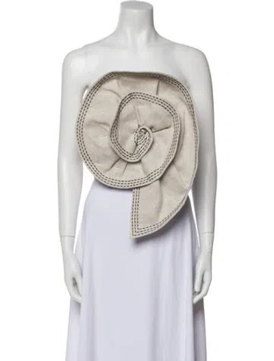 Pre-owned Andres Otalora Linen Strapless Crop Top In Neutral