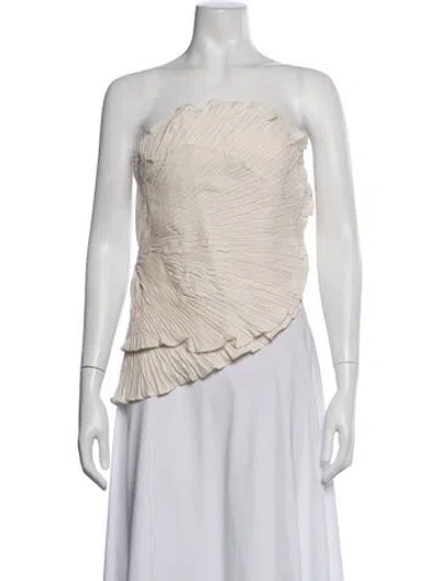 Pre-owned Andres Otalora Linen Strapless Top In Neutrals