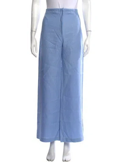 Pre-owned Andres Otalora Linen Wide Leg Pants In Blue