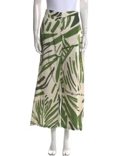 Pre-owned Andres Otalora Linen Wide Leg Pants In Green