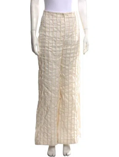 Pre-owned Andres Otalora Linen Wide Leg Pants In Neutrals