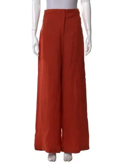 Pre-owned Andres Otalora Linen Wide Leg Pants In Orange