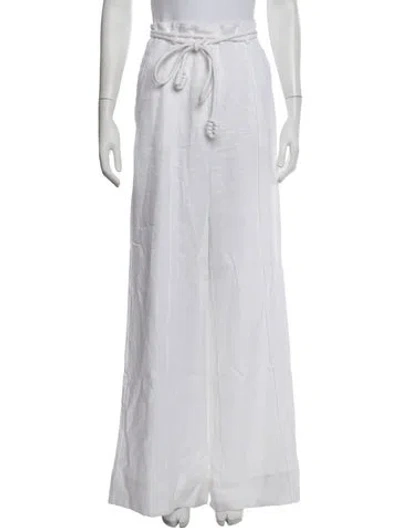 Pre-owned Andres Otalora Linen Wide Leg Pants In White