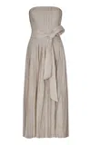 Andres Otalora Lo Efimero Pleated Linen Midi Dress