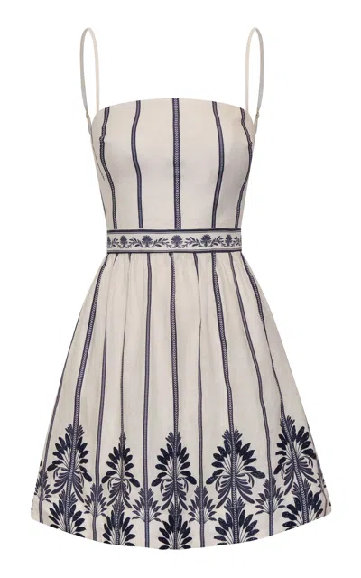 Andres Otalora Lo Interno Embroidered Linen Mini Dress In Neutral