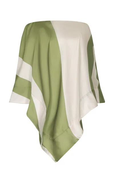 Andres Otalora Luana Strapless Satin Scarf Top In Green
