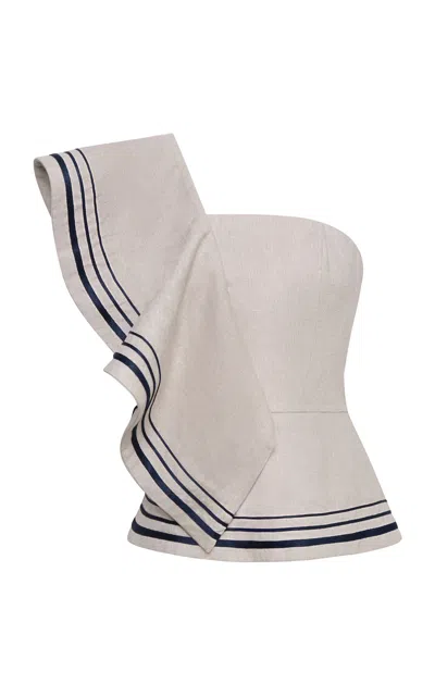 Andres Otalora Lumina Embroidered Linen Top In White